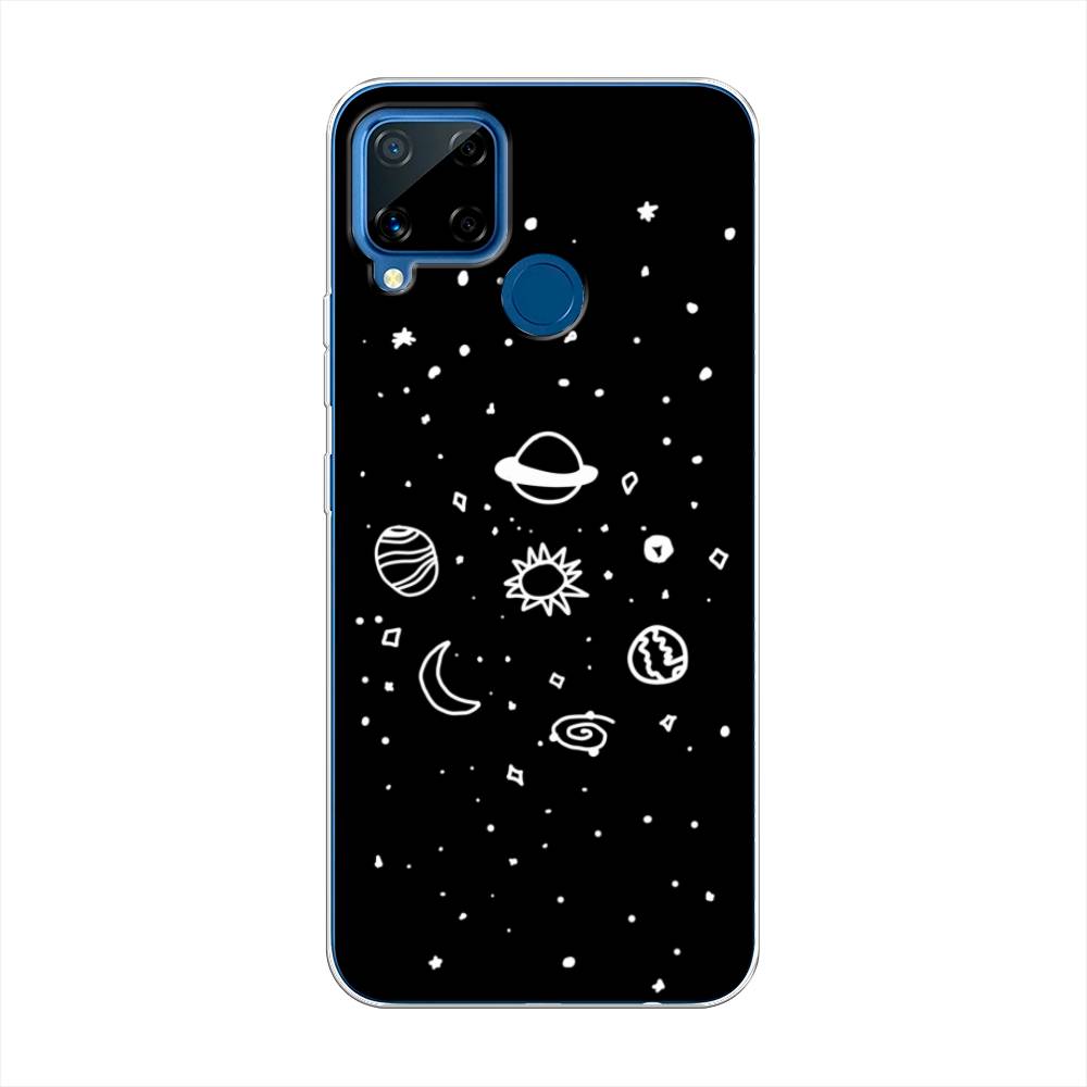 

Чехол на Oppo Realme C15 "Дудл солнечной системы", Бежевый;серый, 255050-2