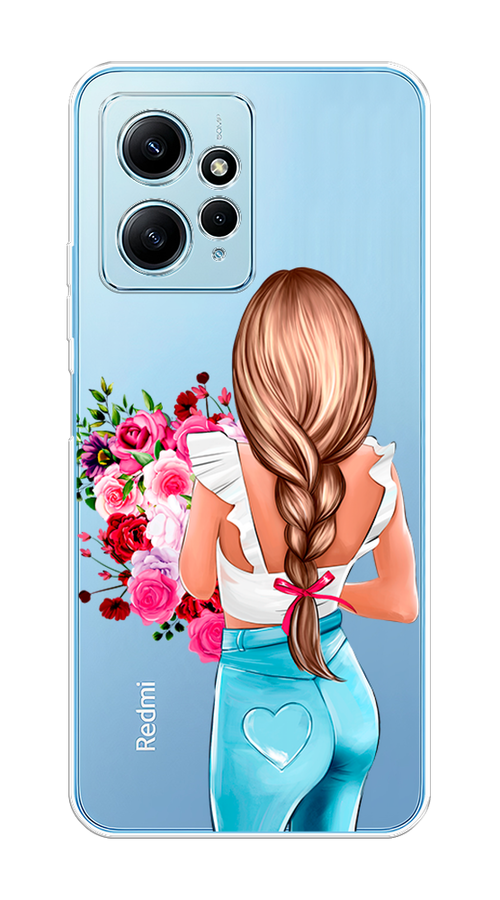

Чехол на Xiaomi Redmi Note 12 4G "Девушка с цветами", Коричневый;розовый;бирюзовый, 318350-1