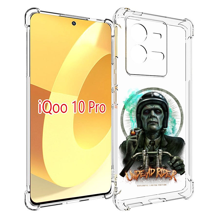 

Чехол MyPads зеленый мужчина с сигаретой на мотоцикле для Vivo iQOO 10 Pro, Прозрачный, Tocco