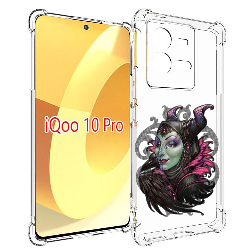 

Чехол MyPads зеленая девушка с вороном для Vivo iQOO 10 Pro, Прозрачный, Tocco