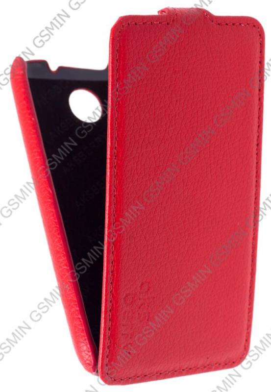 фото Кожаный чехол для lenovo a376 aksberry protective flip case (красный)