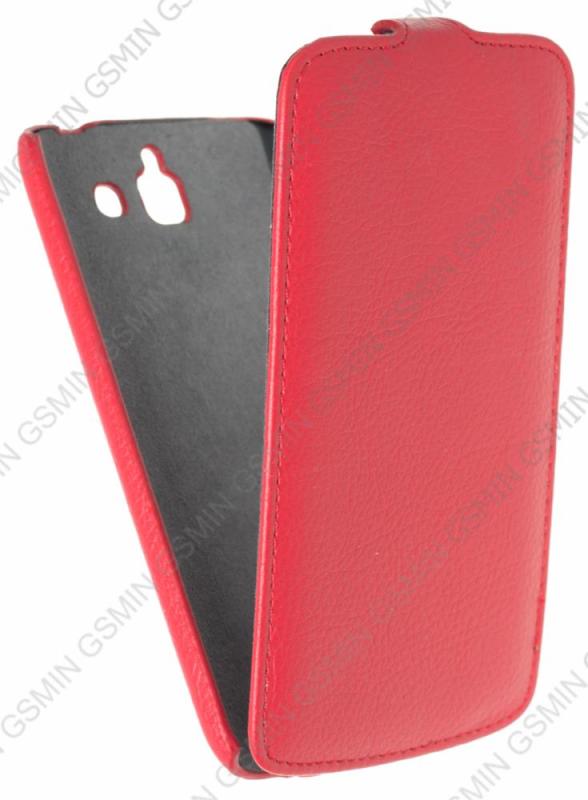 фото Кожаный чехол для huawei ascend g730 art case (красный)