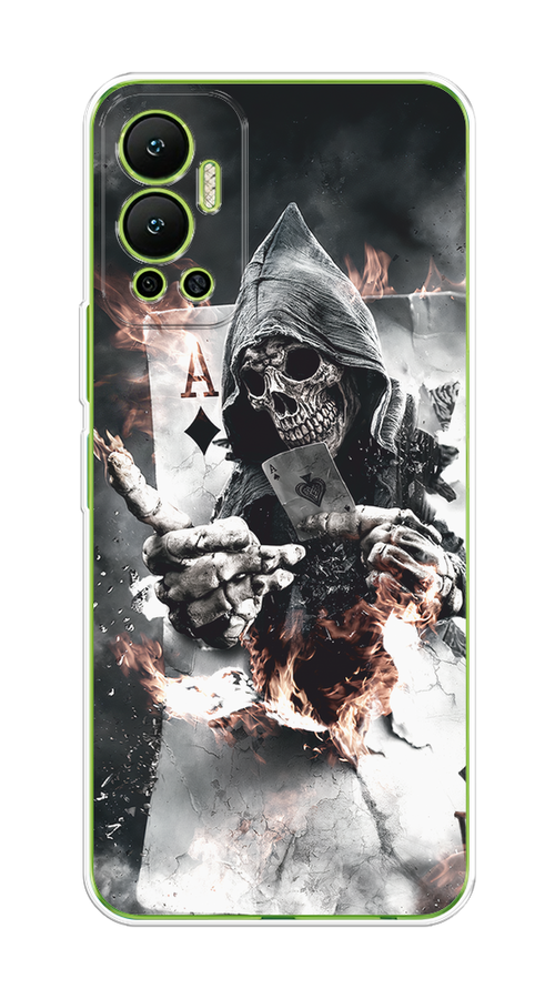 

Чехол на Infinix Hot 12 "Карты черепа в капюшоне", Белый;серый, 3101350-1