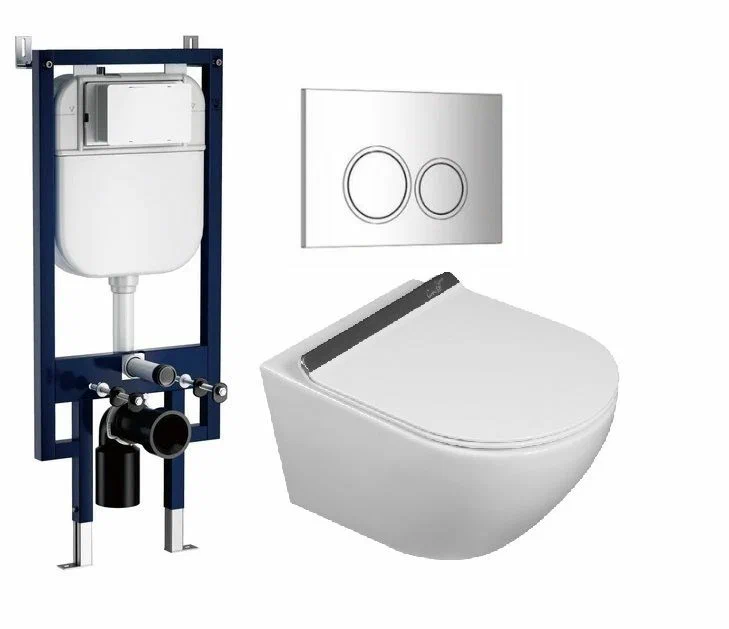 

Комплект 4в1 с подвесным унитазом Ceruttispa Sella aria tornado plus кнопка хром CR05CH, Sella aria tornado plus