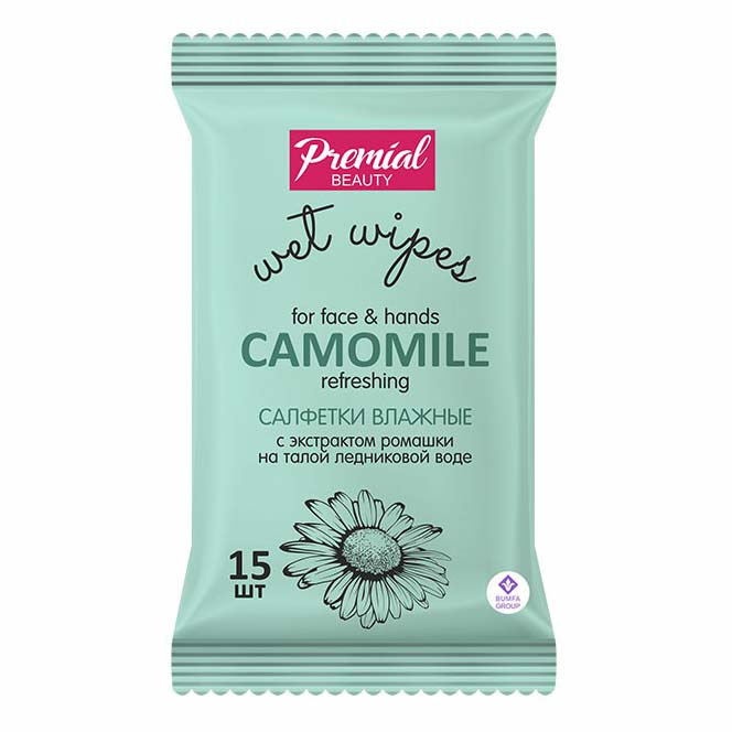 

Гигиенические салфетки Premial Vita Active влажные с экстрактом ромашки 15 шт