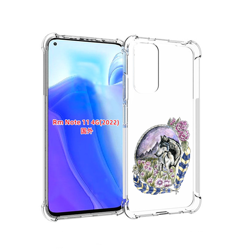 

Чехол MyPads нарисованный волк в цветах с перьями для Xiaomi Redmi Note 11 4G ( Глобаль, Tocco