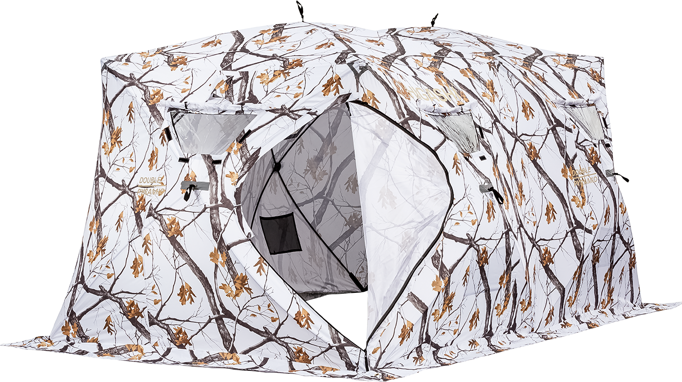 

Зимняя палатка Higashi Double Winter Camo Pyramid, для рыбалки и охоты, камуфляж, Белый, Double Winter Camo Pyramid