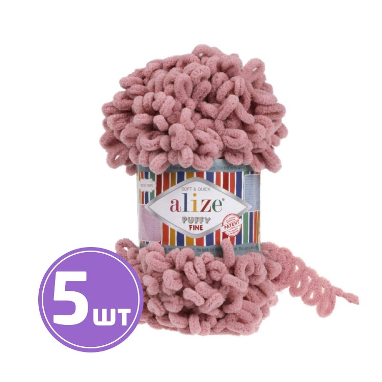 

Пряжа ALIZE Puffy Fine 14 295, розовый, 5 шт. по 100 г