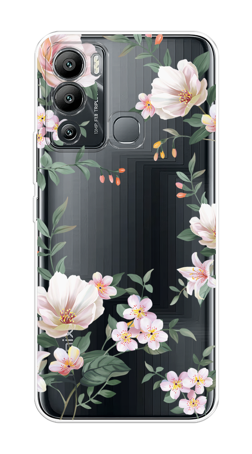

Чехол на Infinix Hot 12i "Beautiful white flowers", Бежевый;зеленый, 3101250-1