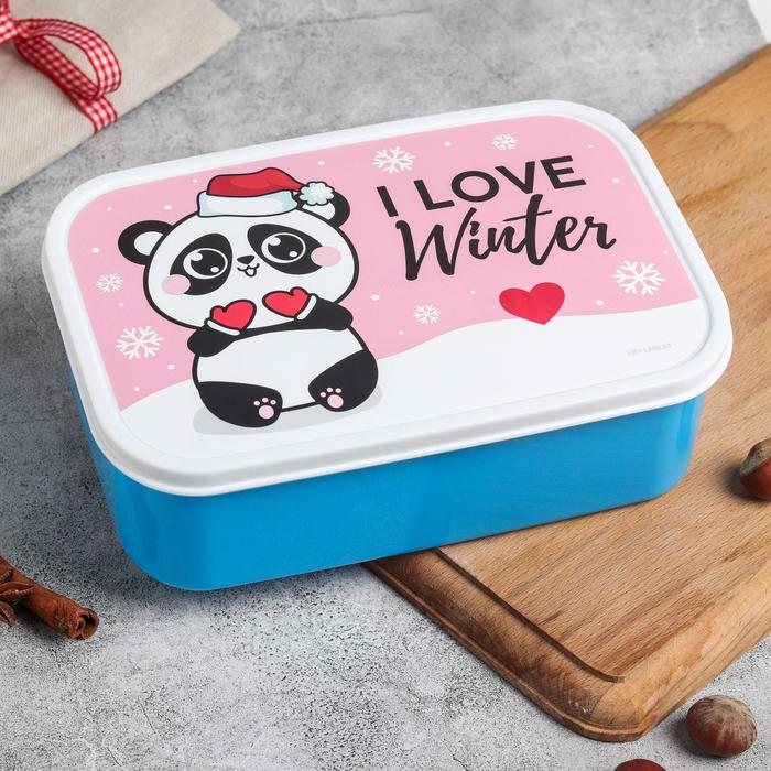 

Ланч - бокс I love winter, Панда 1,2 л(2 шт.), Голубой;розовый;черный