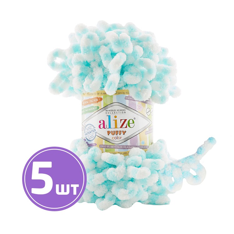 

Пряжа ALIZE Puffy color Пуффи колор 6493, мультиколор, 5 шт. по 100 г, Разноцветный
