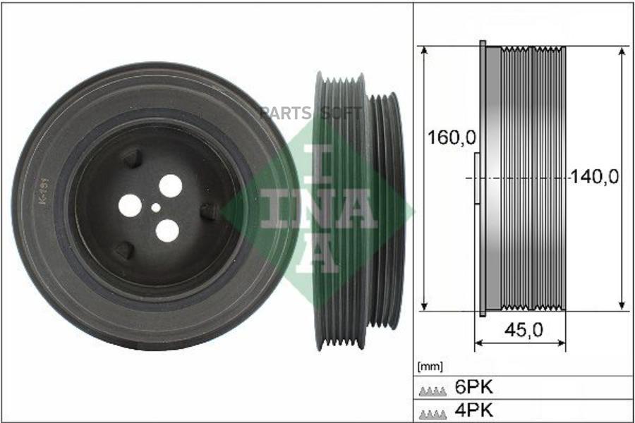 Шкив коленвала peugeot boxer 2.2hdi 06- \ citroen jumper 2.2hdi 06- \ ford transit 2.2tdci