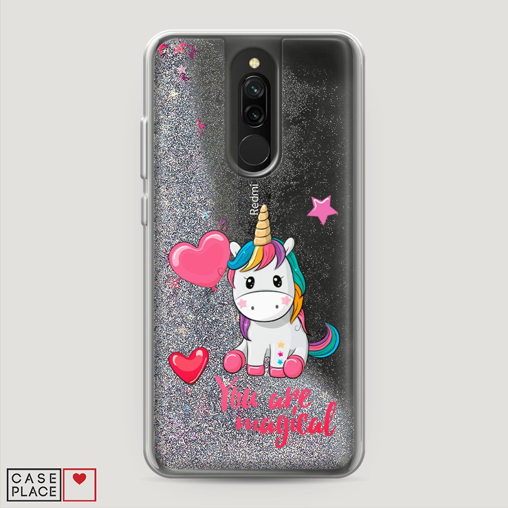 

Жидкий чехол с блестками "Волшебная единорожка" на Xiaomi Redmi 8, 37191-1