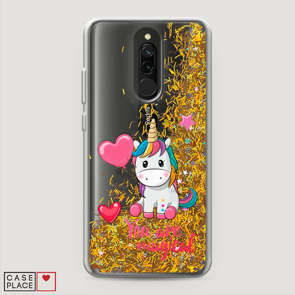 

Жидкий чехол с блестками "Волшебная единорожка" на Xiaomi Redmi 8, 37190-1