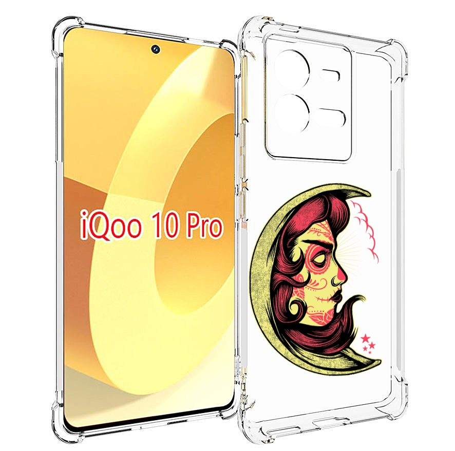 

Чехол MyPads желтый полумесяц с лицом девушки для Vivo iQOO 10 Pro, Прозрачный, Tocco