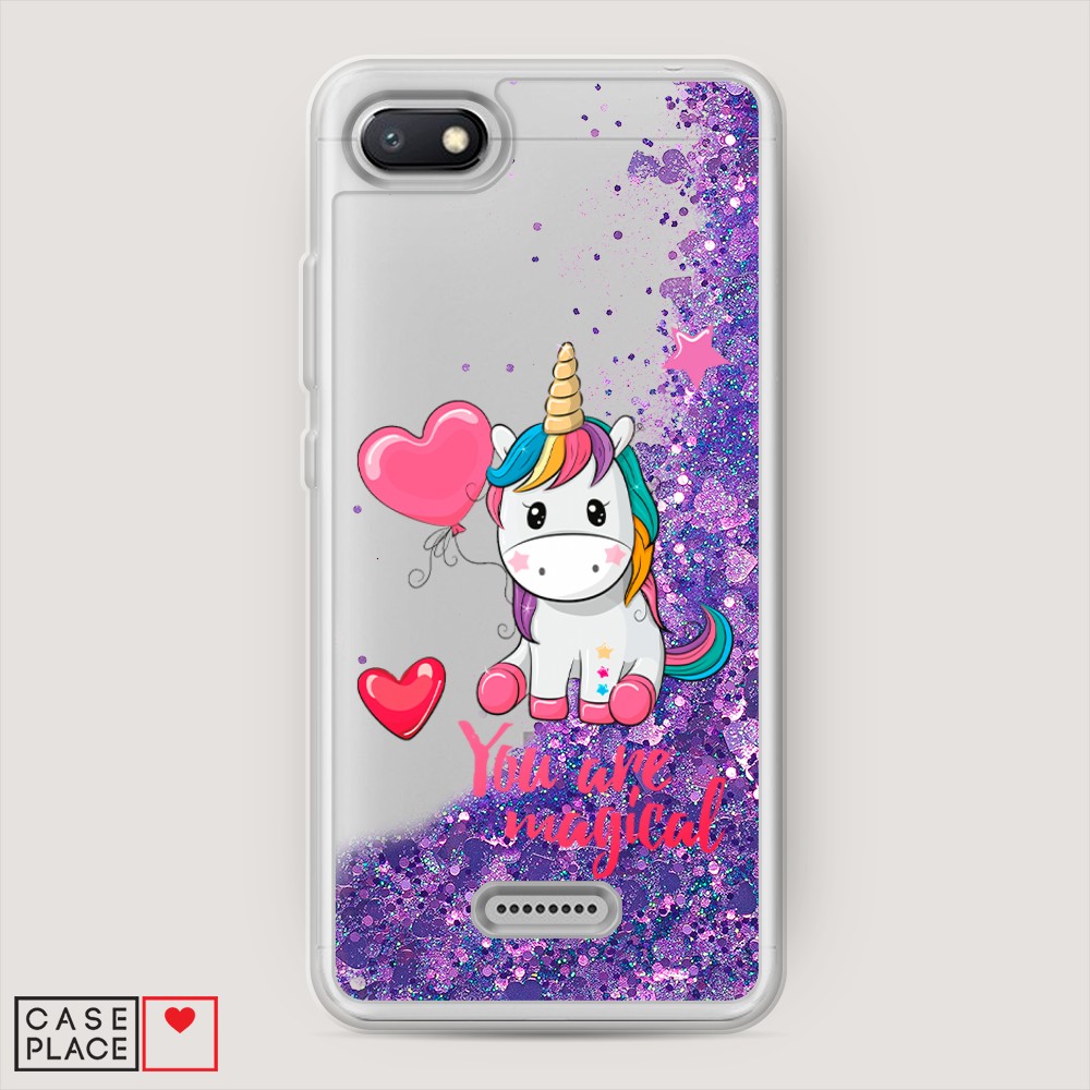

Жидкий чехол с блестками "Волшебная единорожка" на Xiaomi Redmi 6A, 34192-1