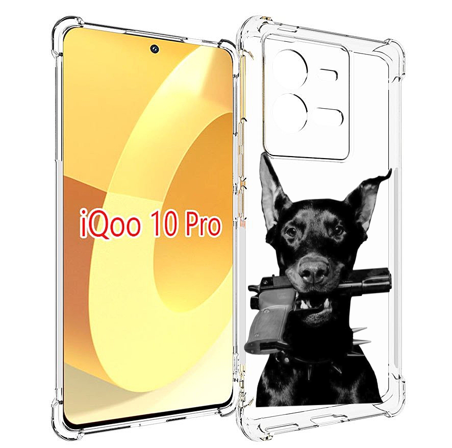 

Чехол MyPads доберман с пистолетом для Vivo iQOO 10 Pro, Прозрачный, Tocco