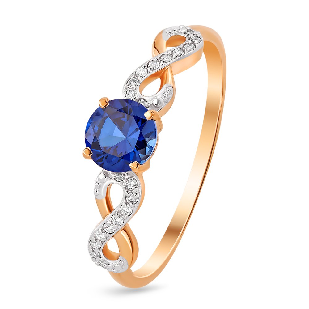 

Кольцо из золота р. , 585Gold 101010921, сапфир искусственный\бриллиант, 101010921
