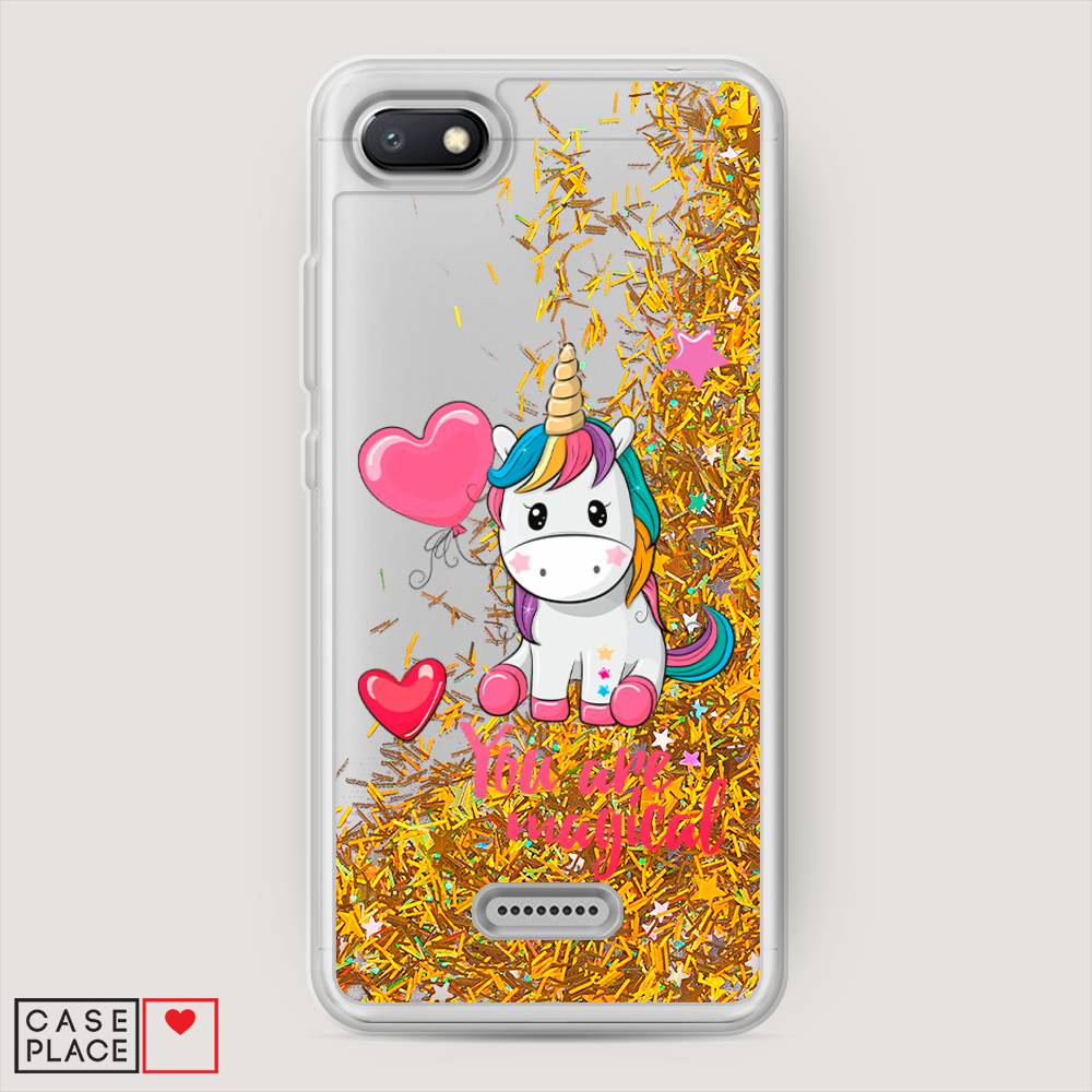 

Жидкий чехол с блестками "Волшебная единорожка" на Xiaomi Redmi 6A, 34190-1