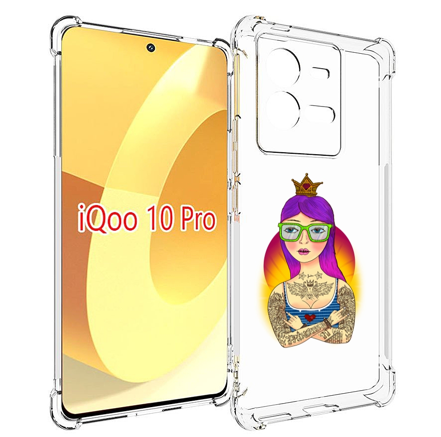 

Чехол MyPads девушка в татуировках с короной для Vivo iQOO 10 Pro, Прозрачный, Tocco