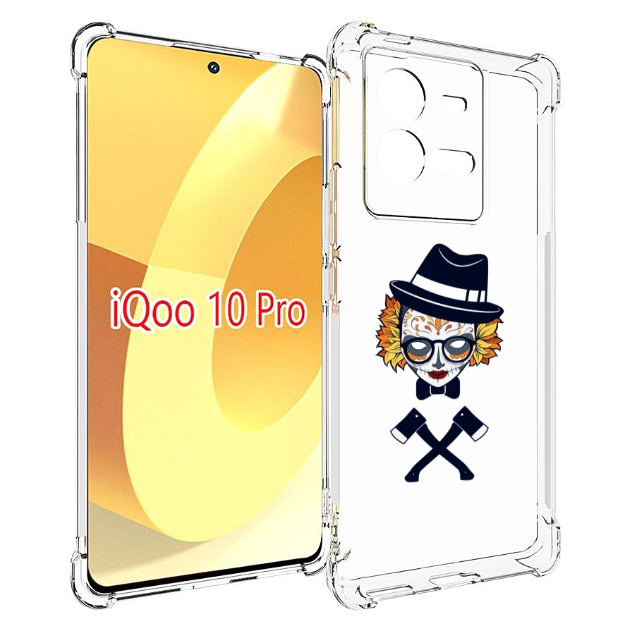 

Чехол MyPads девушка в маске с топорами рисунок для Vivo iQOO 10 Pro, Прозрачный, Tocco