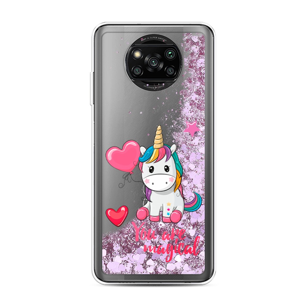 

Жидкий чехол с блестками "Волшебная единорожка" на Xiaomi Poco X3 Pro, 310694-1