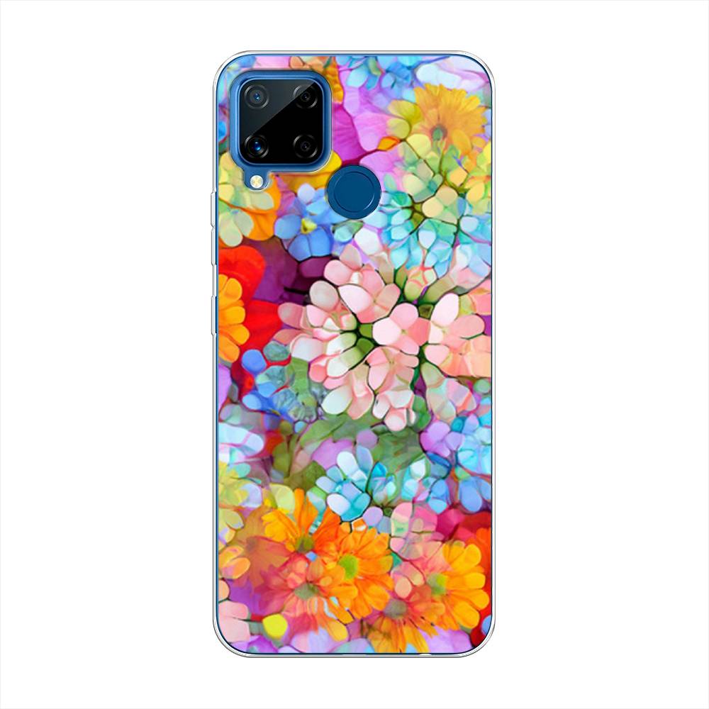 

Чехол на Oppo Realme C15 "Цветы витраж", Оранжевый;розовый;голубой, 255050-3