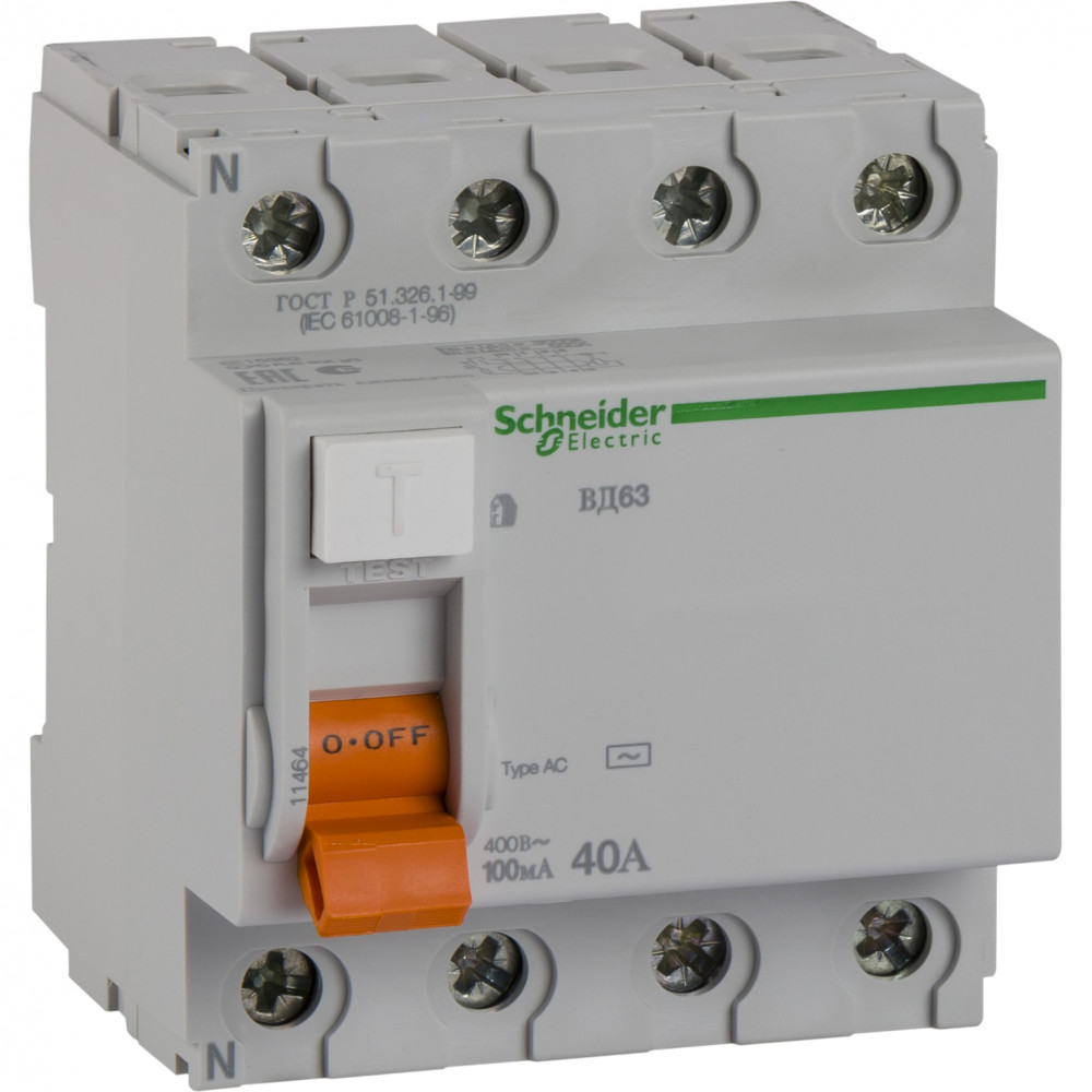 фото Узо se домовой вд63 4p 40a 100ма schneider electric
