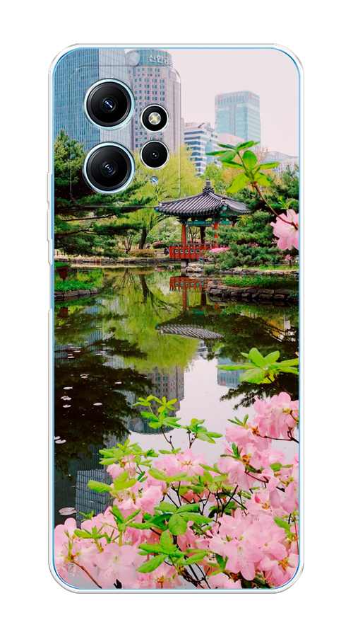 

Чехол на Xiaomi Redmi Note 12 4G "Сакура возле озера", Зеленый;розовый;голубой, 318350-2
