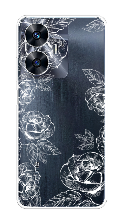 

Чехол на Realme C55 "Розы графика", Черный;серый, 2513850-2