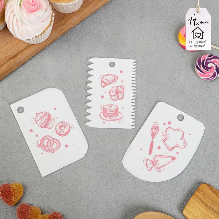 

Набор кондитерских шпателей KONFINETTA Сладости 11.5x8 см, 11.2x6.5 см, 10x7 см, 3 шт, Белый