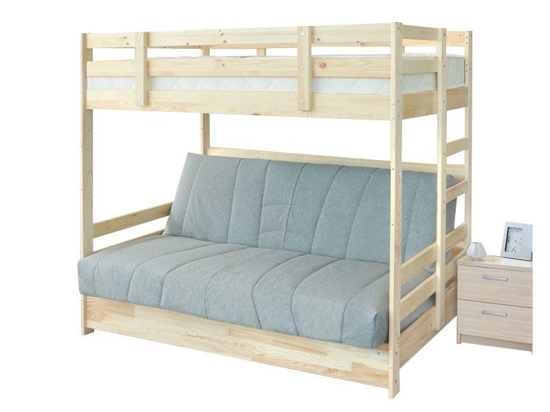 Боровичи-мебель Детская двухъярусная кровать с диваном Боровичи массив (90 и 120)