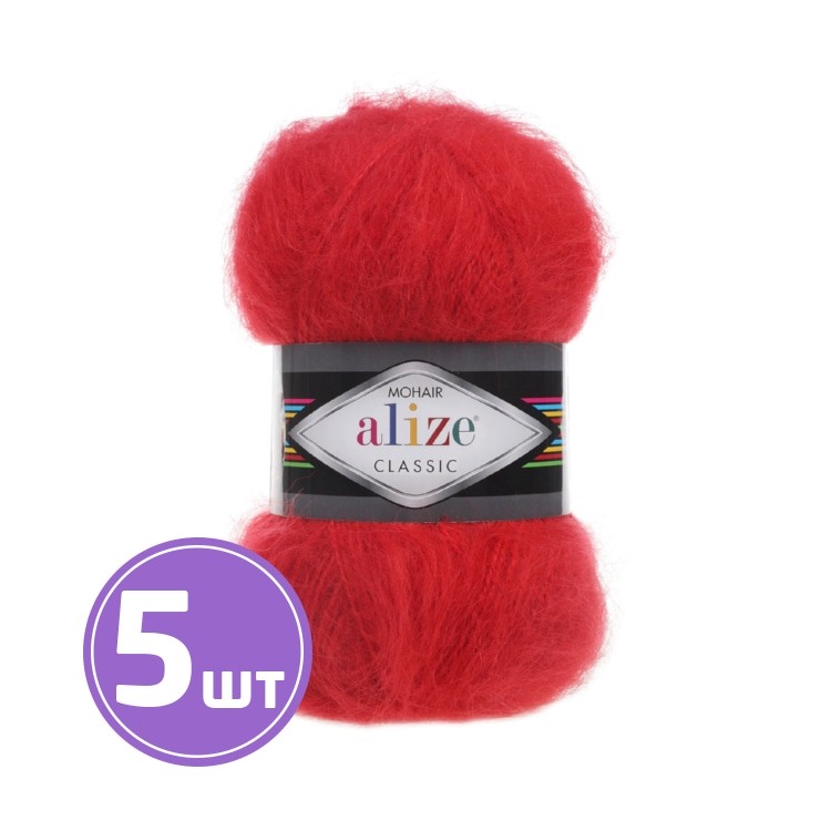 

Пряжа ALIZE Mohair classik new 56, красный, 5 шт. по 100 г