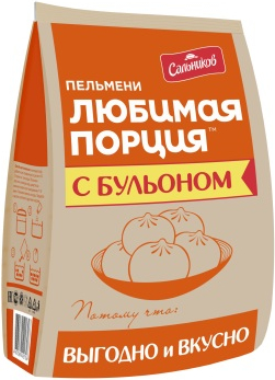 

Пельмени Сальников Любимая порция с бульоном замороженные 800 г