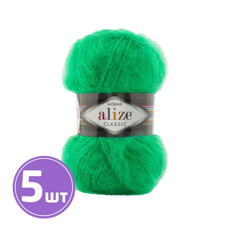 

Пряжа ALIZE Mohair classik new 455, классический зеленый, 5 шт. по 100 г