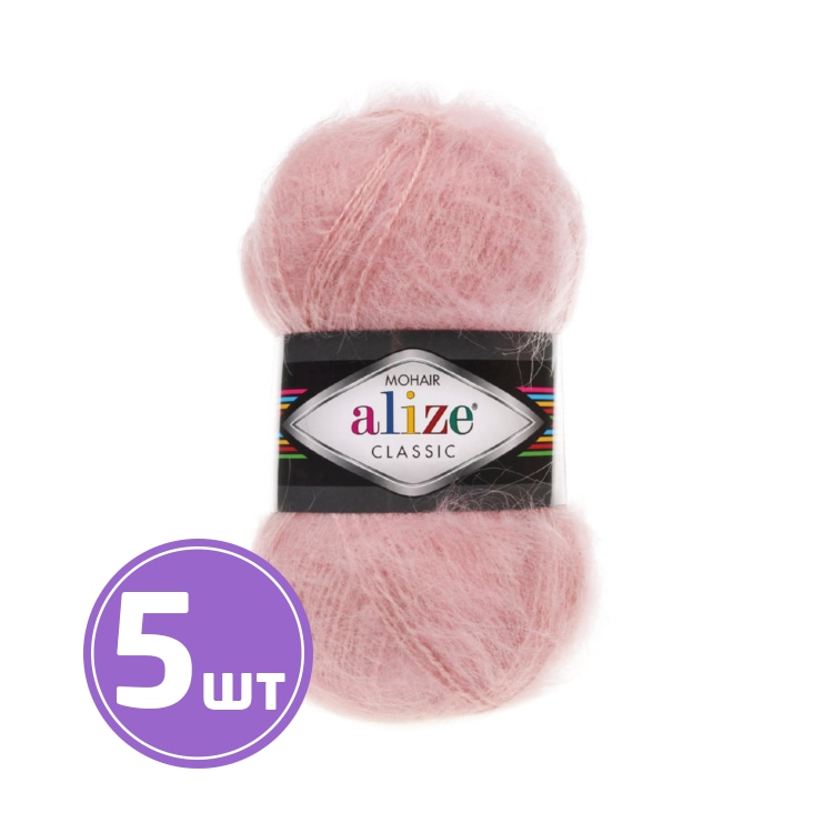 

Пряжа ALIZE Mohair classik new 161, пудра, 5 шт. по 100 г, Розовый