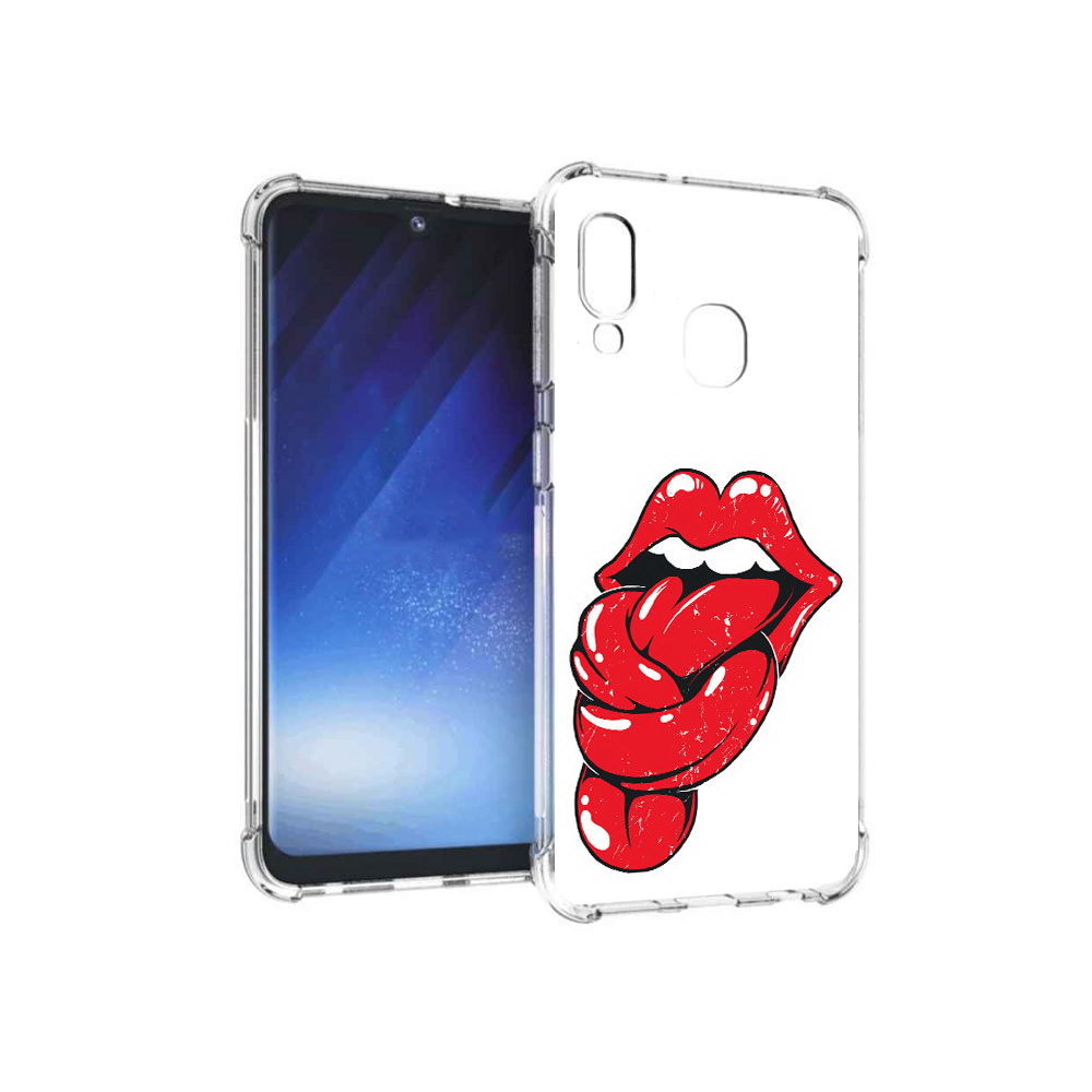 

Чехол MyPads Tocco для Samsung Galaxy A20e яркие губы с языком (PT133424.505.705), Прозрачный, Tocco