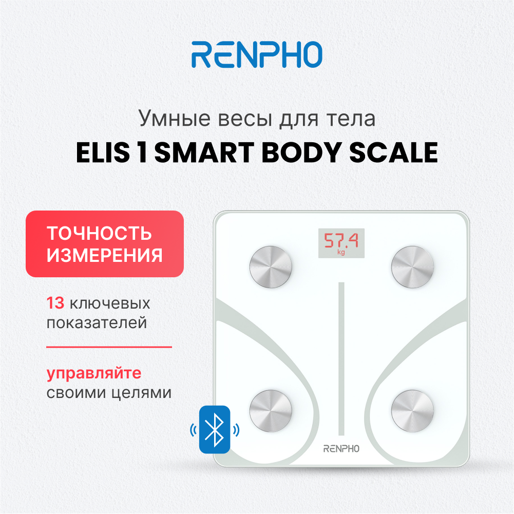 Весы напольные Renpho ES-32MD белые весы напольные электронные hyundai h bs03670 макс 180кг белый