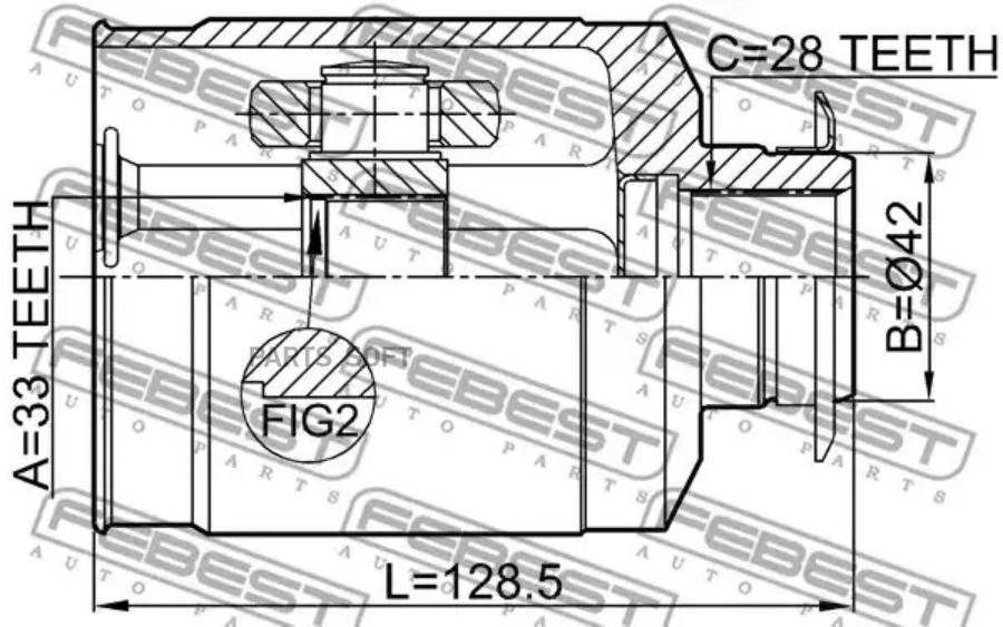 

FEBEST ШРУС внутр.прав. 33X42X28 HYUNDAI SANTA FE 12 2012-2015 FEBEST 2211-XM12RH