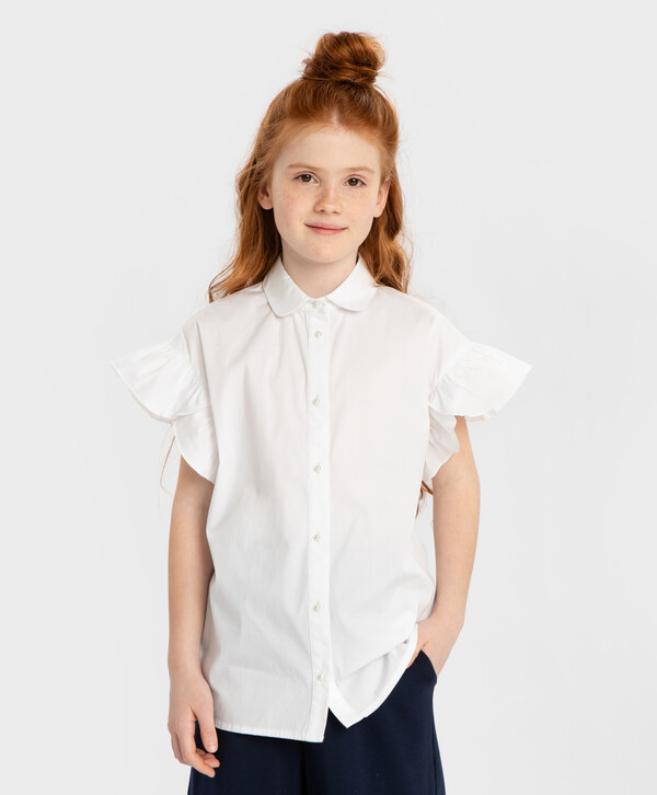 

Блузка с короткими рукавами-бабочками белая Button Blue (152), Белый, 224BBGS22090200