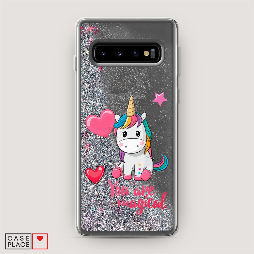 

Жидкий чехол с блестками "Волшебная единорожка" на Samsung Galaxy S10 +, 27191-1