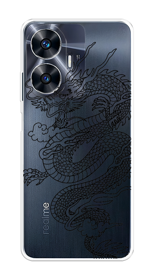 

Чехол на Realme C55 "Большой китайский дракон", Черный;серый, 2513850-1