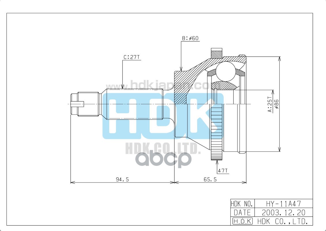 

Шрус HDK HY011A47