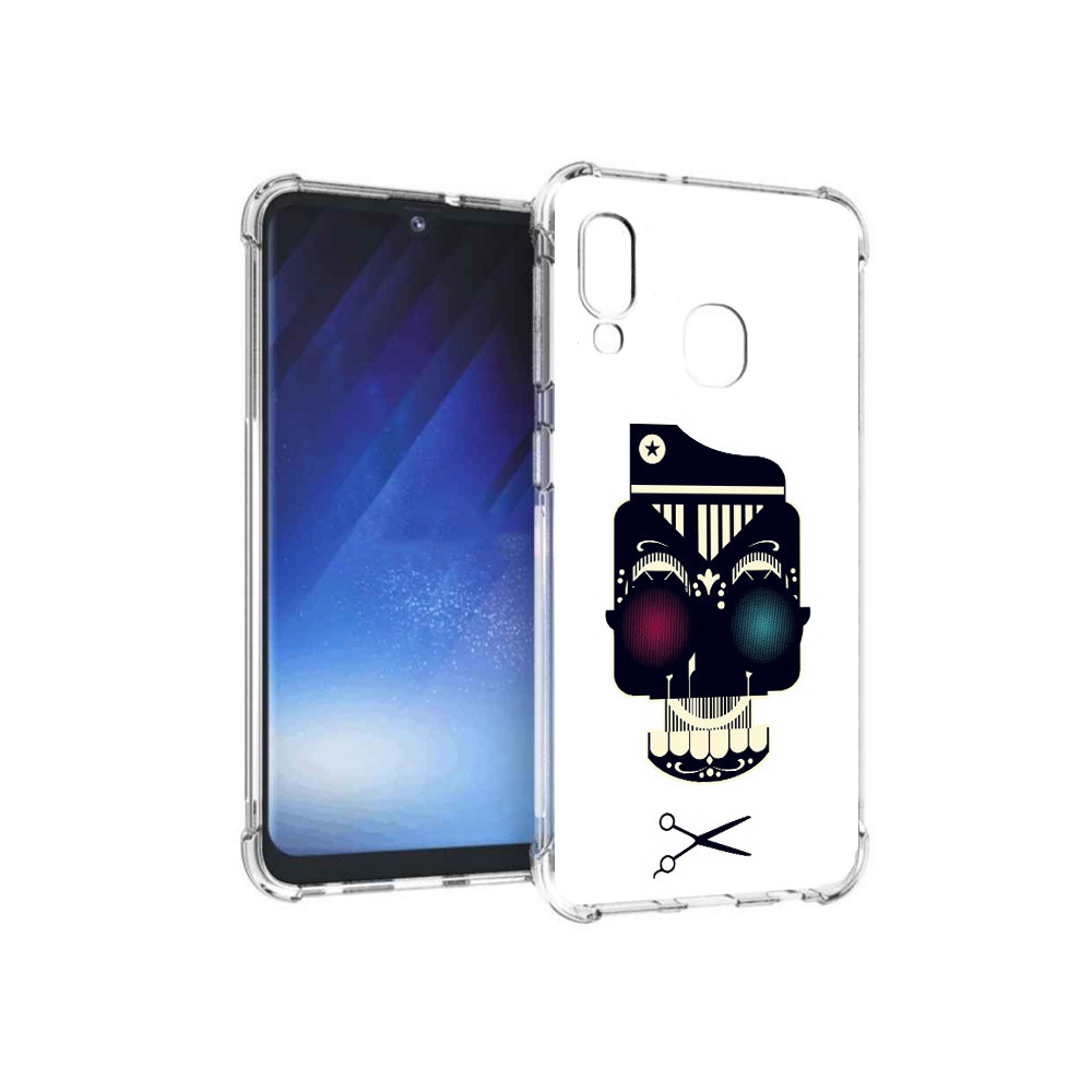 

Чехол MyPads Tocco для Samsung Galaxy A20e черно белый скелет с яркими глазами, Прозрачный, Tocco