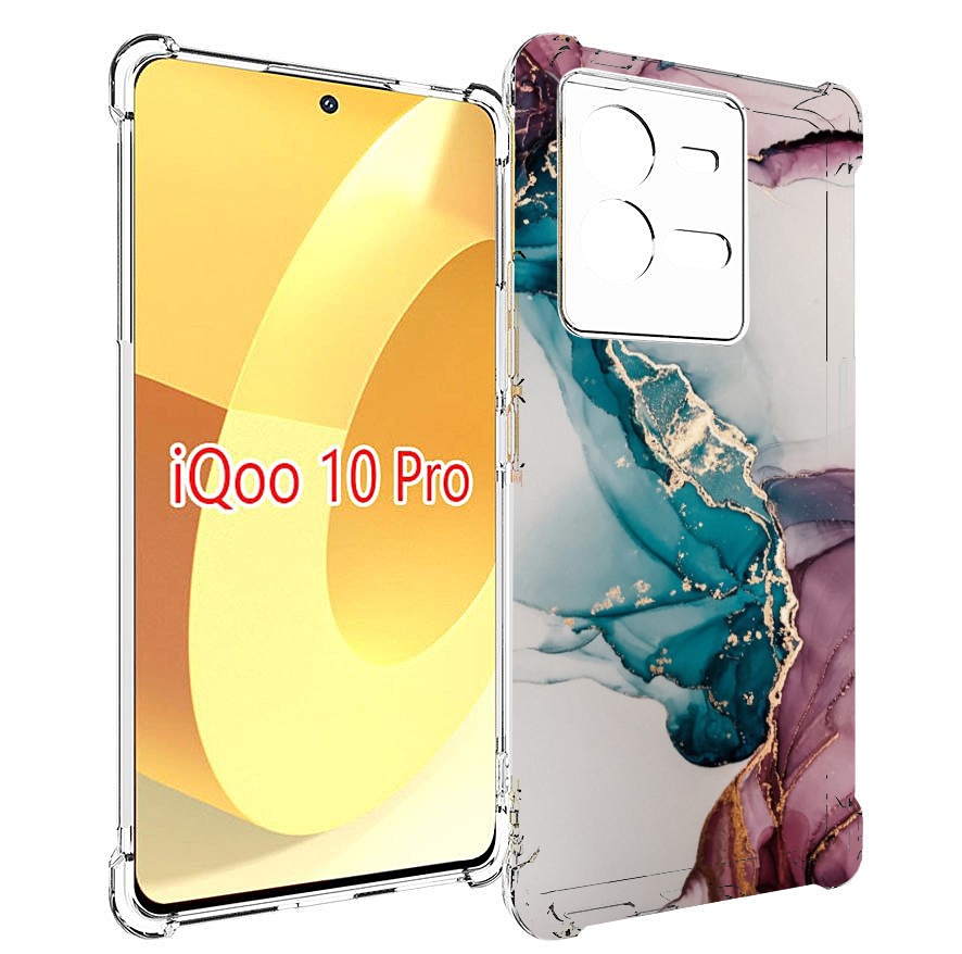 

Чехол MyPads фиолетовый синий краски для Vivo iQOO 10 Pro, Прозрачный, Tocco