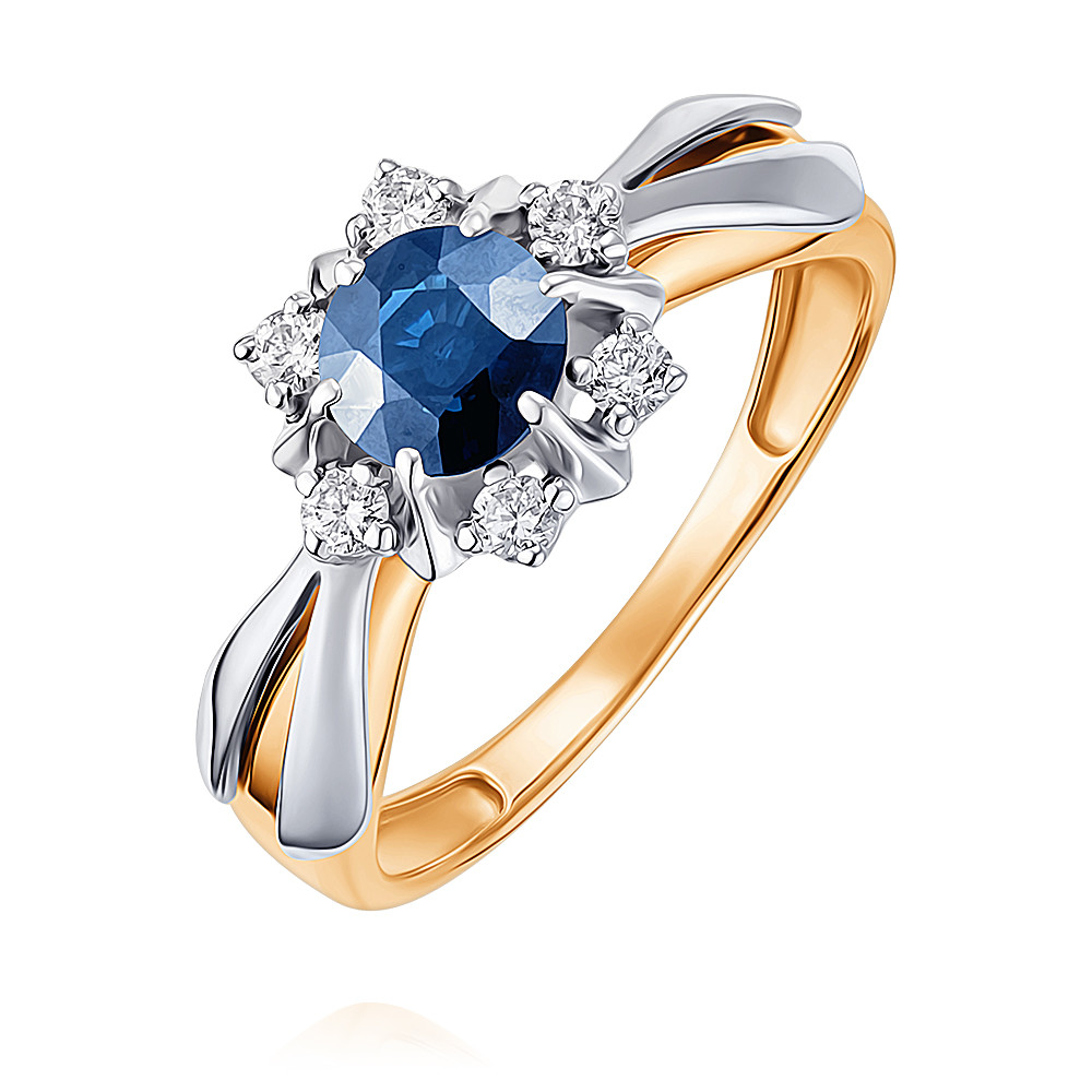 

Кольцо из золота р.  ADAMAS 14039894/01-А50ДЧ-432, сапфир\бриллиант, 14039894/01-А50ДЧ-432