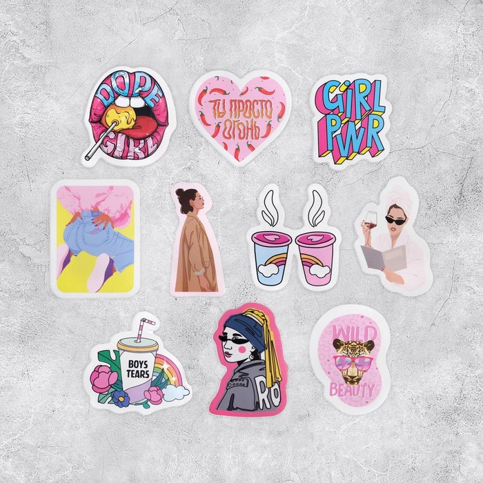 

Набор бумажных наклеек Girl power, 7 х 6 см, 10 шт