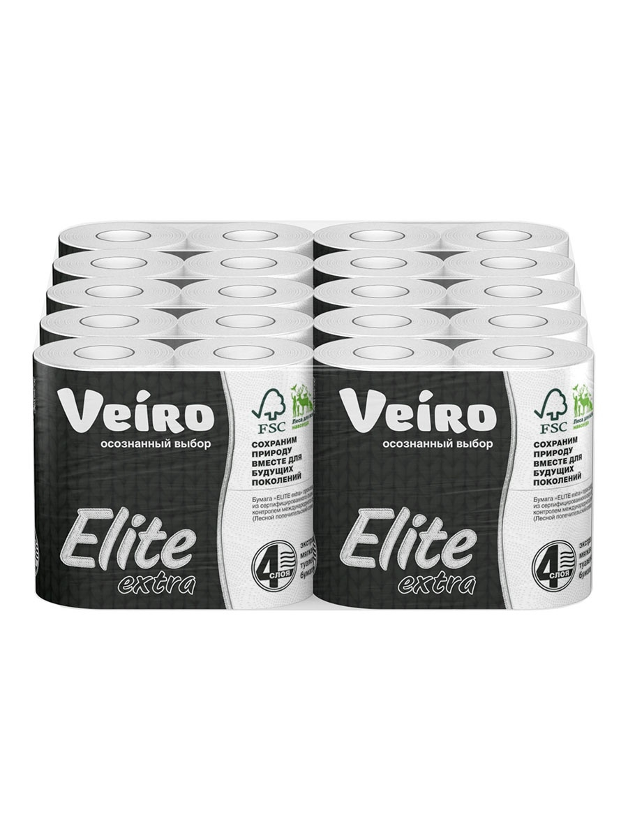 Туалетная бумага Veiro Elite Extra 4-слойна, 40 рулонов 600010418039 белая