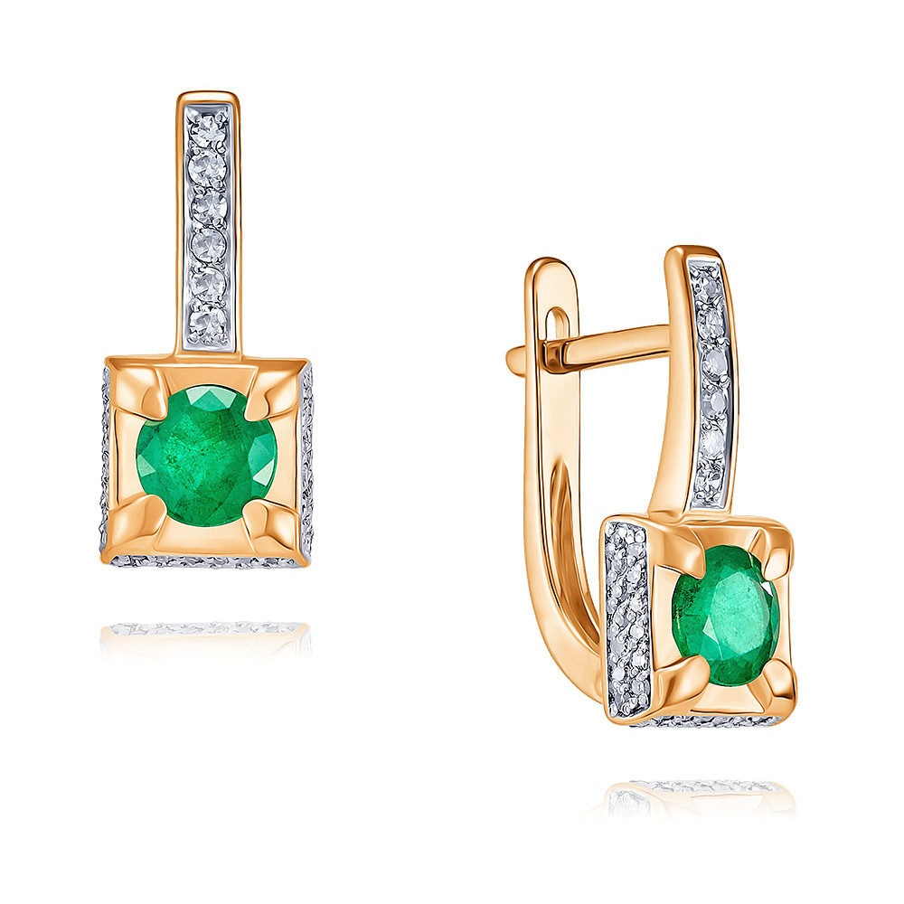 

Серьги из красного золота с изумрудом/бриллиантом ADAMAS 24039892/01-А50Д-433, 24039892/01-А50Д-433