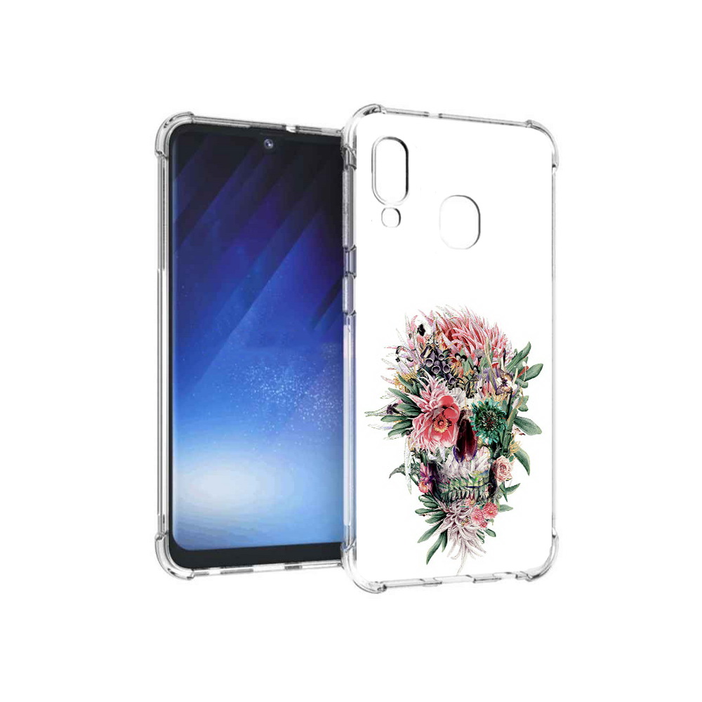 

Чехол MyPads Tocco для Samsung Galaxy A20e череп из цветов (PT133424.505.677), Прозрачный, Tocco